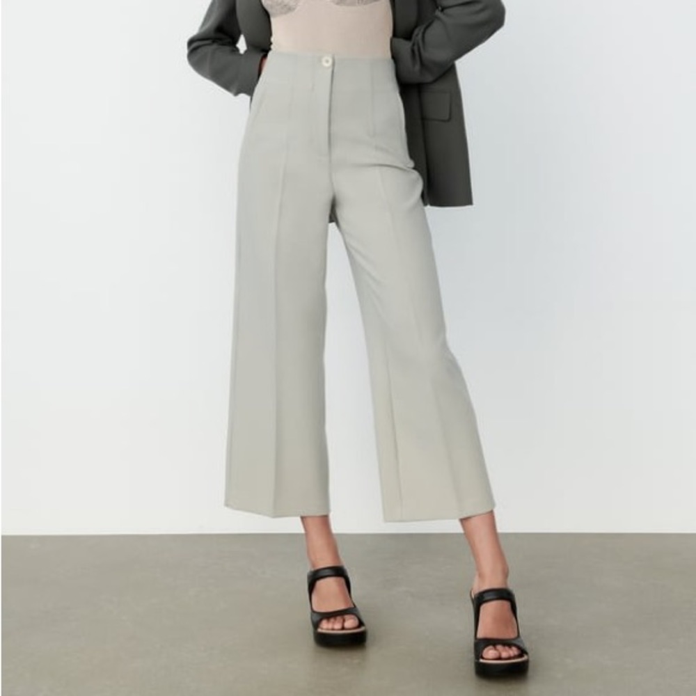 Zara Sage High Waisted Culottes